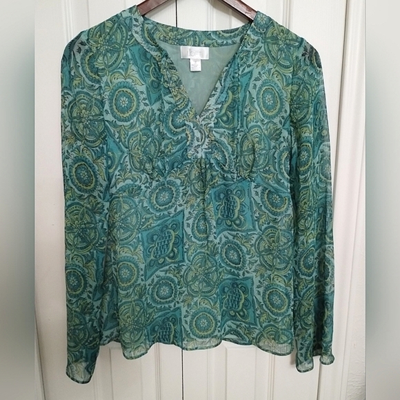 Ann Taylor Loft Floral Long Sleeve Blouse - Picture 8 of 13